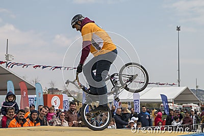 Bicycle acrobatics show Editorial Stock Photo