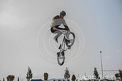 Bicycle acrobatics show Editorial Stock Photo