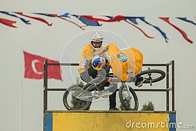 Bicycle acrobatics show Editorial Stock Photo