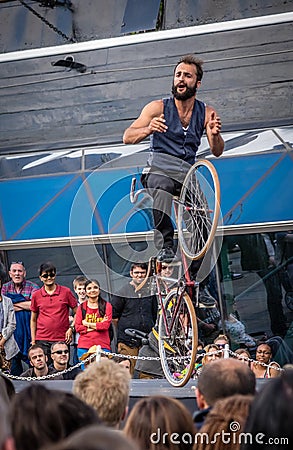 Bicycle acrobatics Editorial Stock Photo