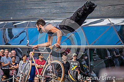 Bicycle acrobatics Editorial Stock Photo