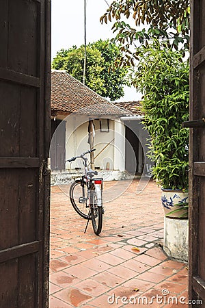 A Bicycle in ancient village in Hanoi Stock Photo