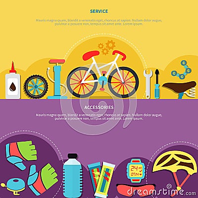 Bicycle Banners Set Vector Illustration