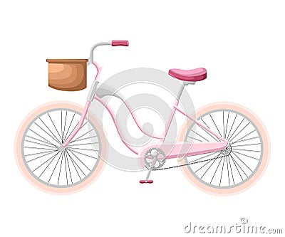 Bicycle with a basket Bicycle set design flat isolated Web site page and mobile app design Vector illustration. Cartoon Illustration