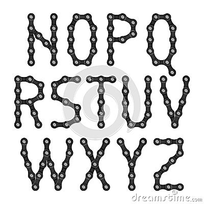 Bicycle chain alphabet Vector Illustration