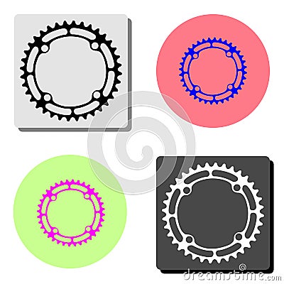 Bicycle chainring. Gear. flat vector icon Cartoon Illustration