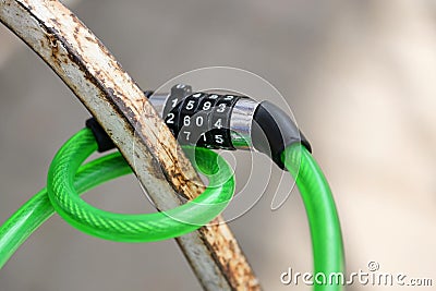 Bicycle combination lock close-up Stock Photo