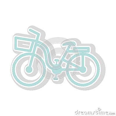 Bicycle contour in light green with shadow and basket Vector Illustration