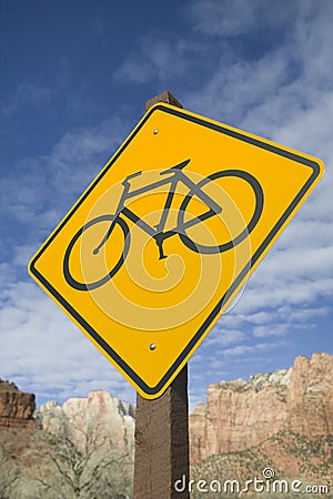 Bicycle Crossing Sign Stock Photo