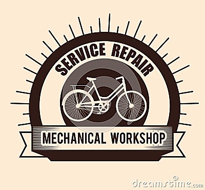 Bicycle emblem mechanical repair service Vector Illustration