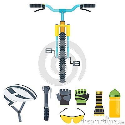 Bicycle equipment icons Vector Illustration