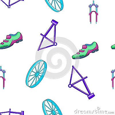 Bicycle equipment pattern, cartoon style Vector Illustration