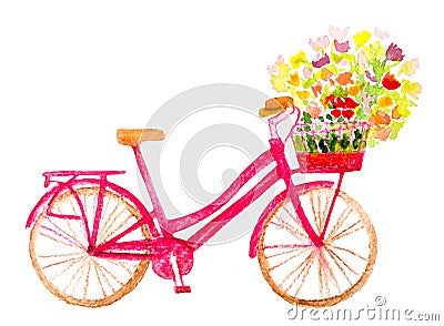 Bicycle with flowers Stock Photo