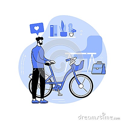Bicycle-friendly office isolated cartoon vector illustrations. Vector Illustration