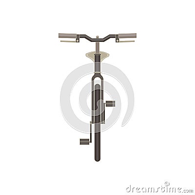 Bicycle front view monochrome flat in gray color theme Vector Illustration