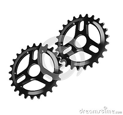 Bicycle gears, metal cogwheels isolated Stock Photo