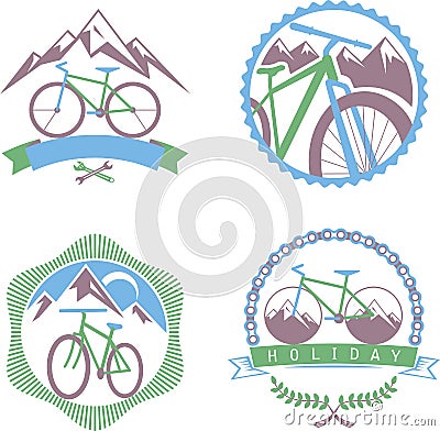 Set of logo badges and labels design for bicycle, pro bike, shop, equipment and club. Cycling typographic signs and icons Vector Illustration