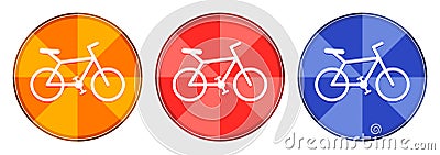 Bicycle icon burst light round button set illustration Vector Illustration