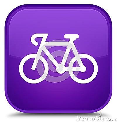 Bicycle icon special purple square button Cartoon Illustration