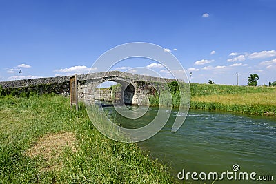 Bicycle lane along the Naviglio of Bereguardo Italy Stock Photo