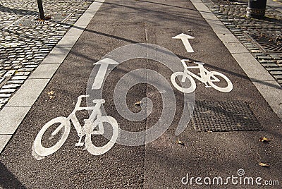 Bicycle lane road sign Stock Photo