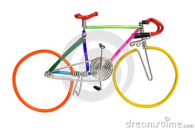 Bicycle model toy wire isolated on white background Stock Photo