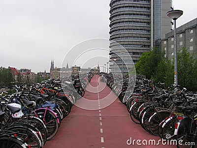 Amsterdam Bicycle Parking Stock Photo