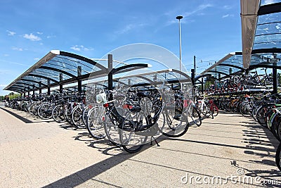 Bicycle parking lot Stock Photo