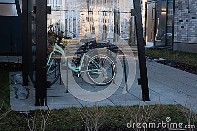 Bicycle parking shelter Stock Photo