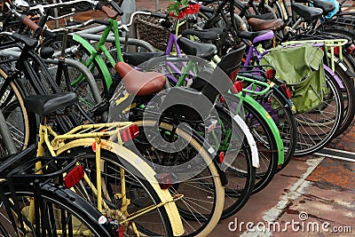 Bicycle parking station in Amsterdam, Netherlands Editorial Stock Photo