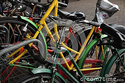 Bicycle parking station in Amsterdam, Netherlands Editorial Stock Photo