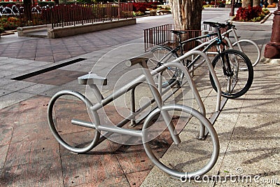 Bicycle parking in the street in Murcia Stock Photo