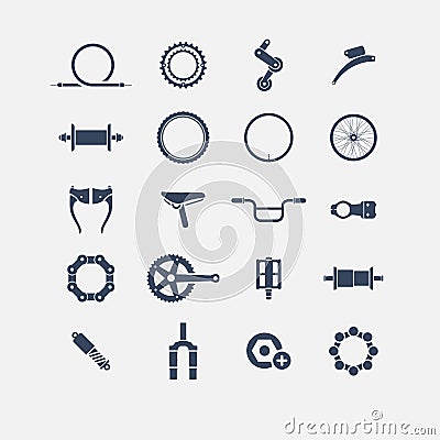 Bicycle parts icons Vector Illustration