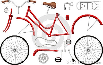 Bicycle parts set Stock Photo