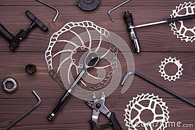 Bicycle parts and tools Stock Photo