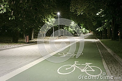 Bicycle path in the park Stock Photo