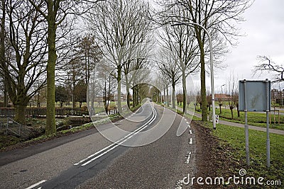 Bicycle path and road at Middelweg in Moordrecht Stock Photo