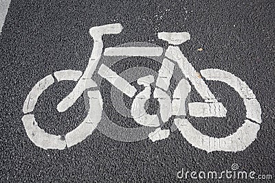 Bicycle pattern printed on the road Stock Photo