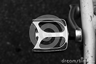Bicycle pedal close-up. black white minimalistic photo Stock Photo