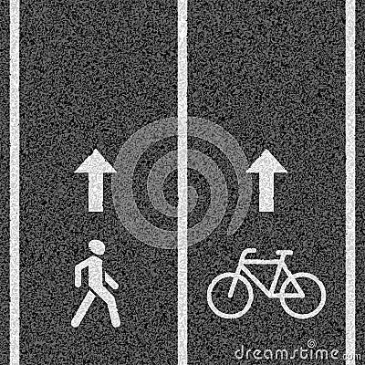 Bicycle and pedestrian paths Vector Illustration