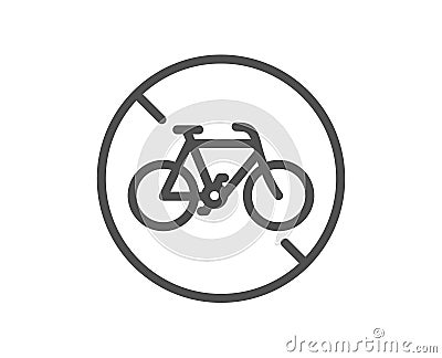 Bicycle prohibited line icon. City bike transport not allowed sign. Vector Vector Illustration