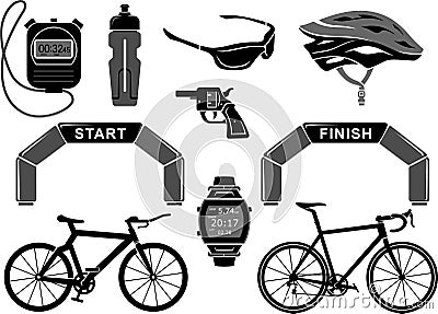 Bicycle Race Equipments Vector Illustration