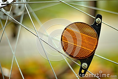 Bicycle Reflector in Fall Season Stock Photo