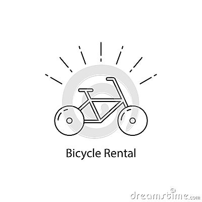 Bicycle rental with thin line bike Vector Illustration