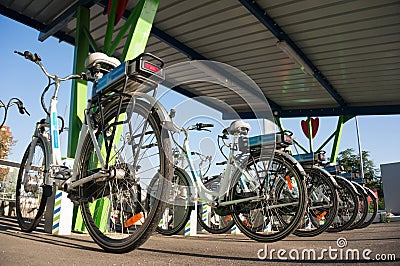 Bicycle renting Stock Photo