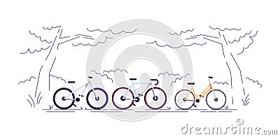 Bicycle ride in forest semi flat RGB color vector illustration Vector Illustration