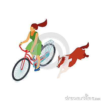 Bicycle Riding Dog Composition Vector Illustration