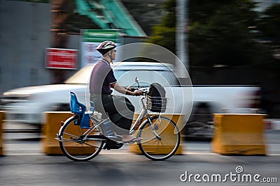 bicycle riding on the road Editorial Stock Photo