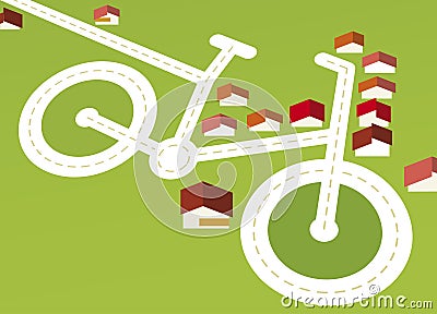 Bicycle road Cartoon Illustration