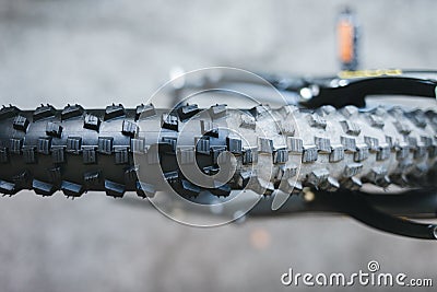 Bicycle rubber before and after cleaning. Tire care concept. Stock Photo